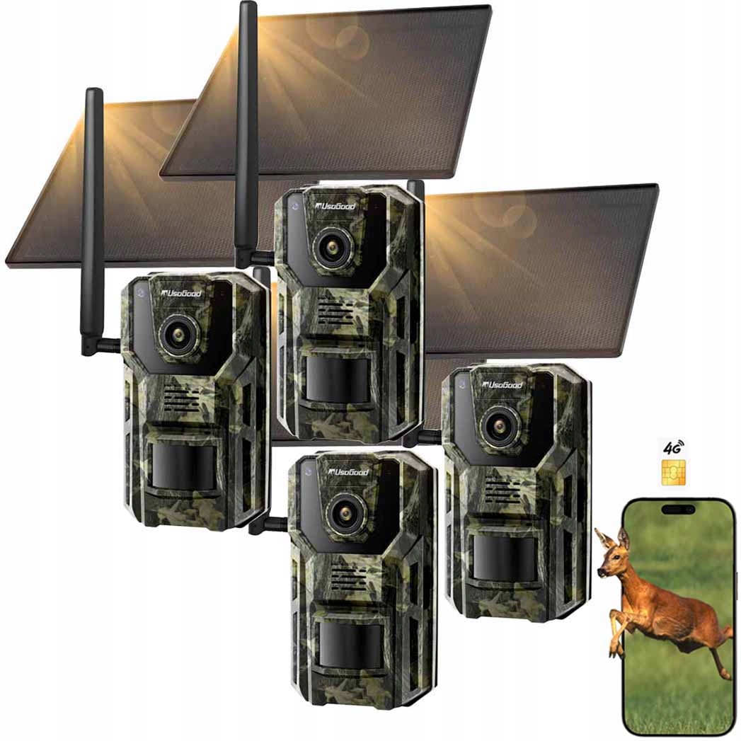 Solární Kamera Fotopast Venkovní Otočná Sim Gsm 3G 4G Lte Sim 2K X4