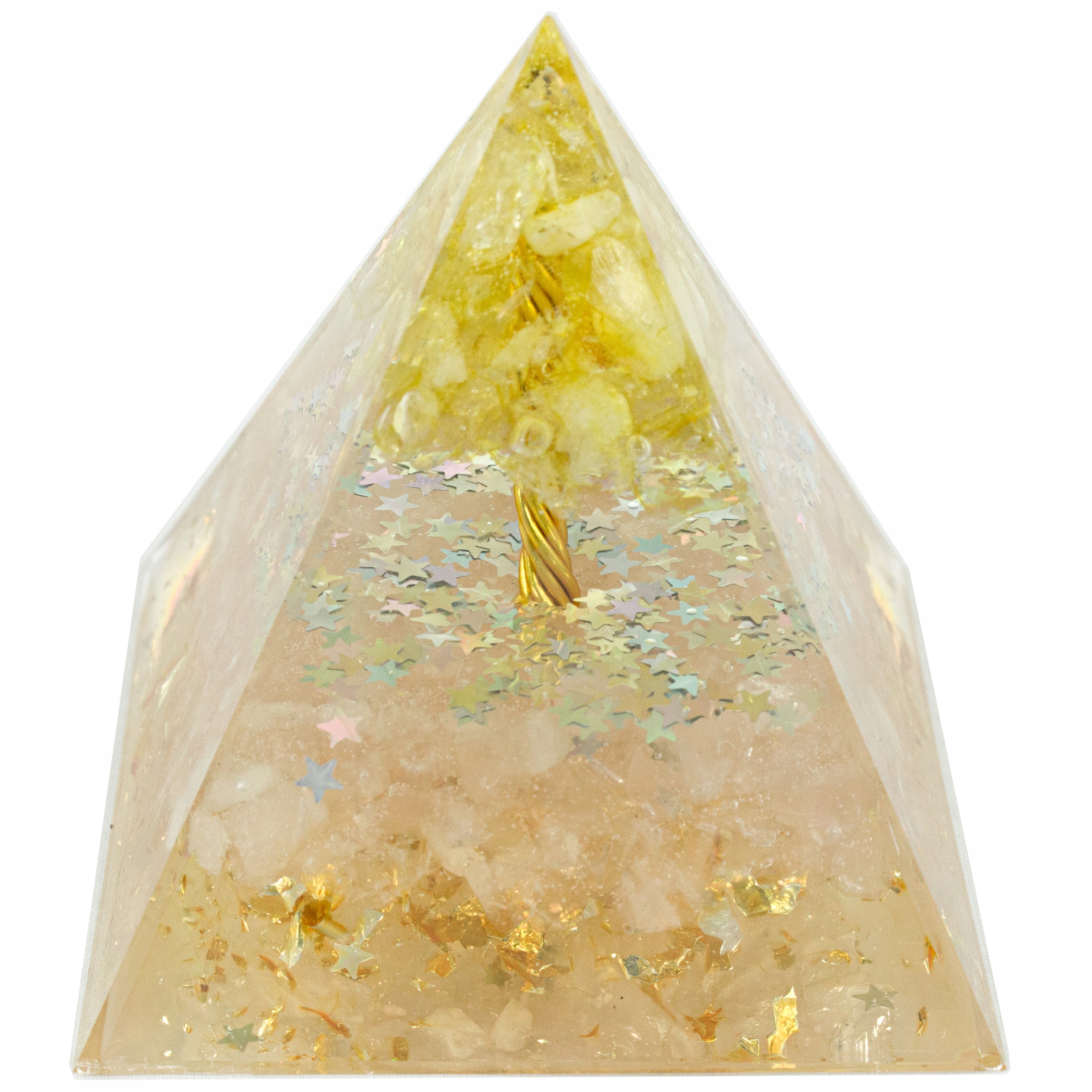 Orgonitová Pyramida Růžový Křišťál Citron Pyramida Feng Shui Čakry 6 cm