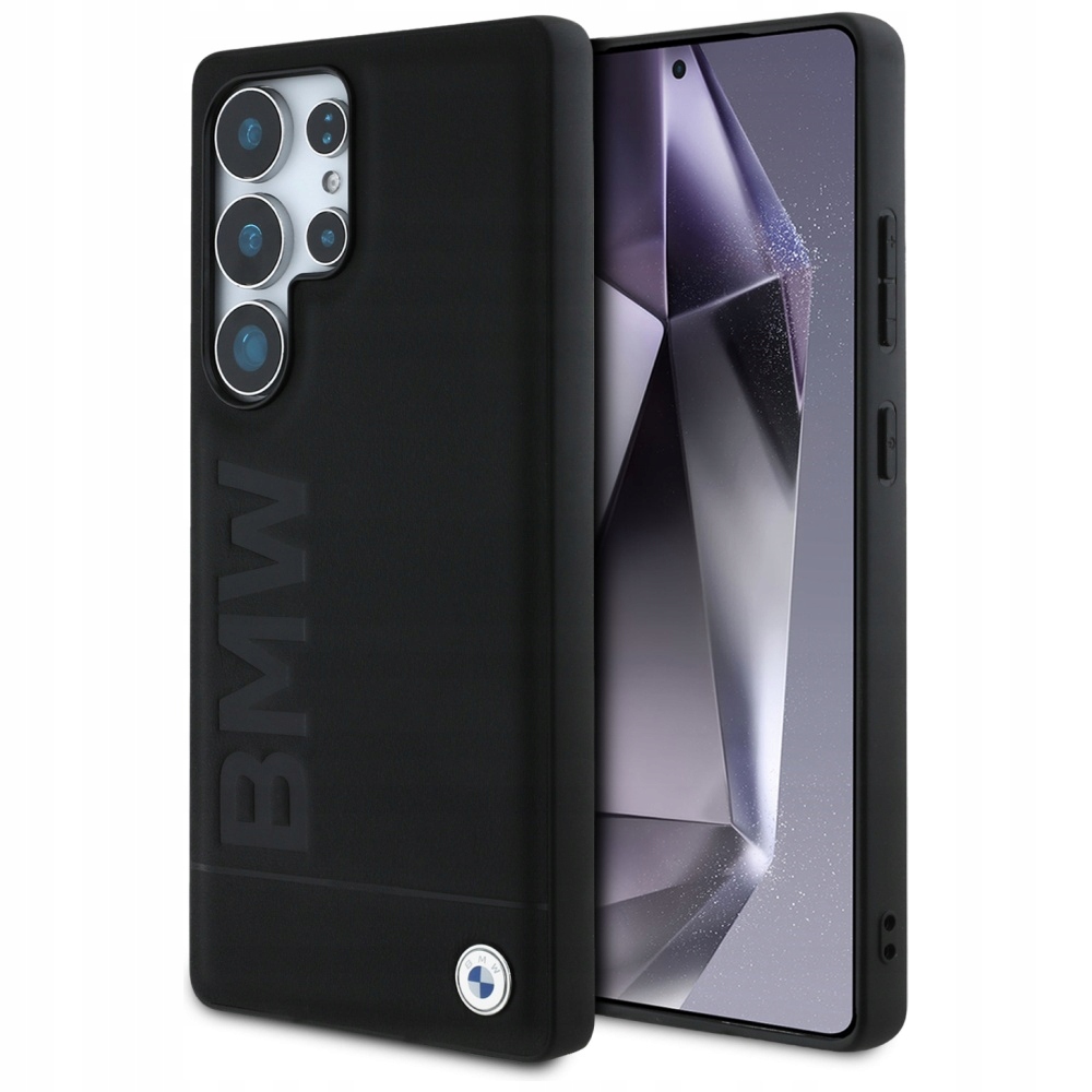Etui Bmw Leather Big Wordmark do Galaxy S25 Ultra, czarny