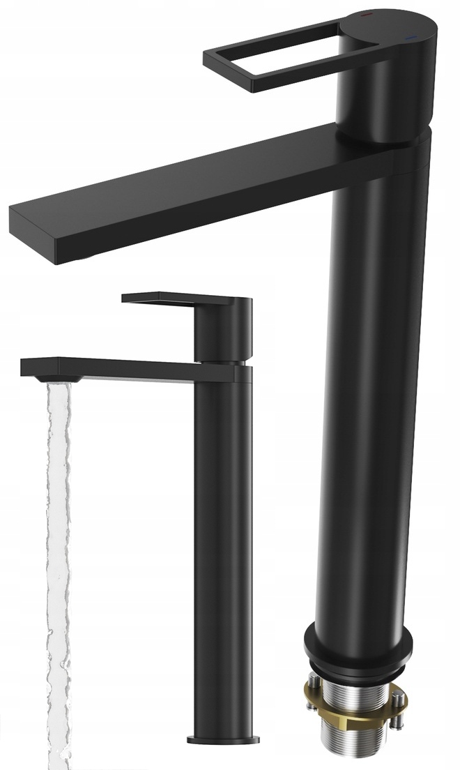 Vysoká Kúpeľňová Umývadlová Batéria, Čierna Mosadzná Armáda, Stojankový Kohútik