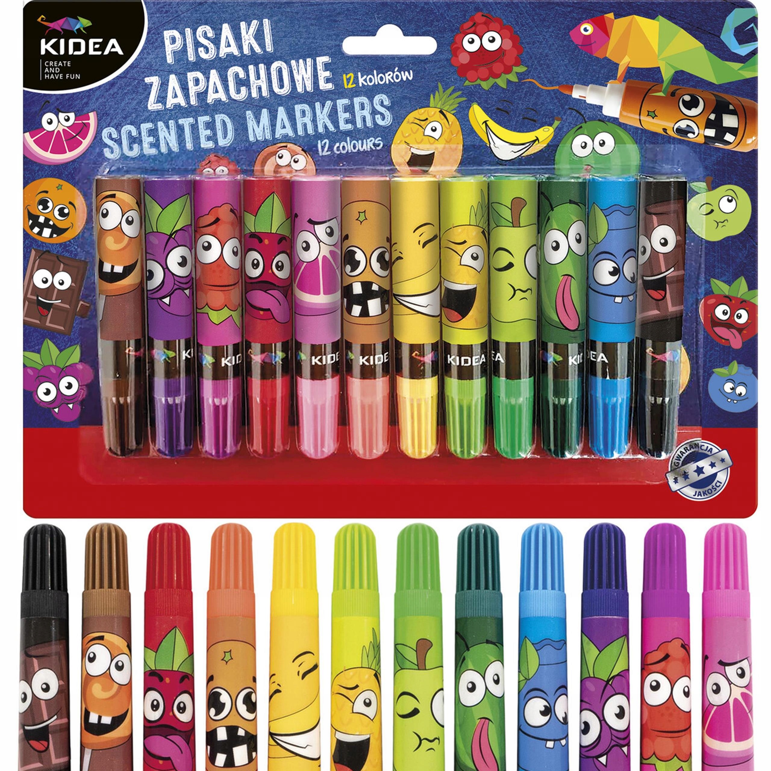 ZAPACHOWE PISAKI FLAMASTRY OWOCOWE 12 kol KIDEA