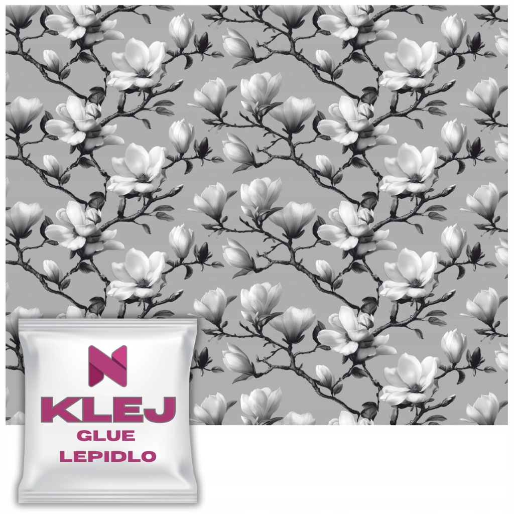 Černobílá fototapeta Květiny do ložnice kanceláře Magnolie 240x360
