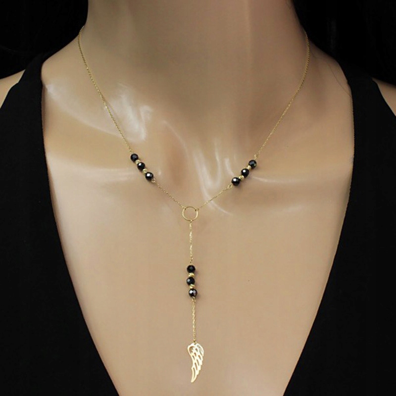 ZŁOTY NASZYJNIK DAMSKI SKRZYDŁO ANIOŁA ŚLUB Au585 Marka Silvex