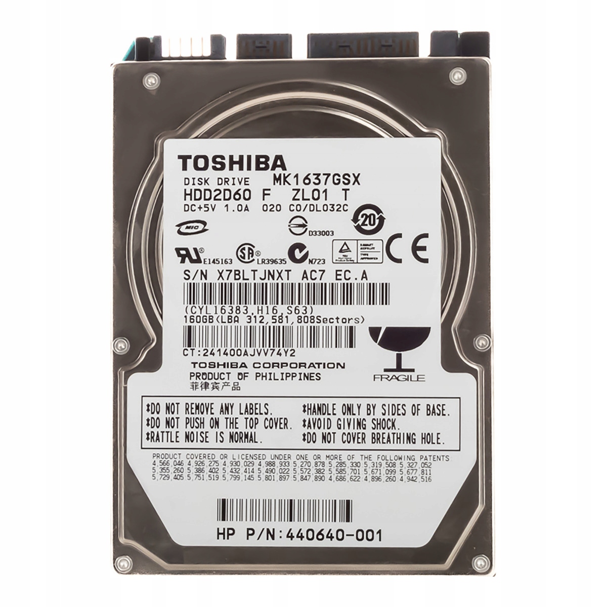 Toshiba 160GB 5.4K 8MB Sata II 2.5'' MK1637GSX