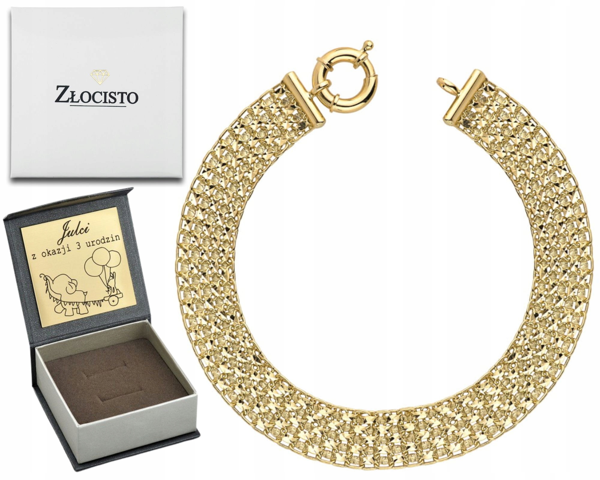 Zlatý Náramek Z Kolekce Piatto, Kruh, Šířka 585, Jako Dárek Pro Ni 21