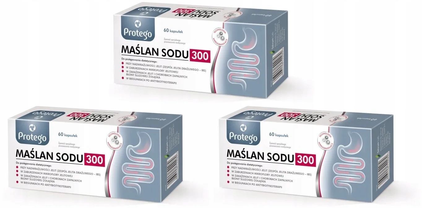 Protego Maślan Sodu 300mg Wsparcie Jelit 60 Kapsułek