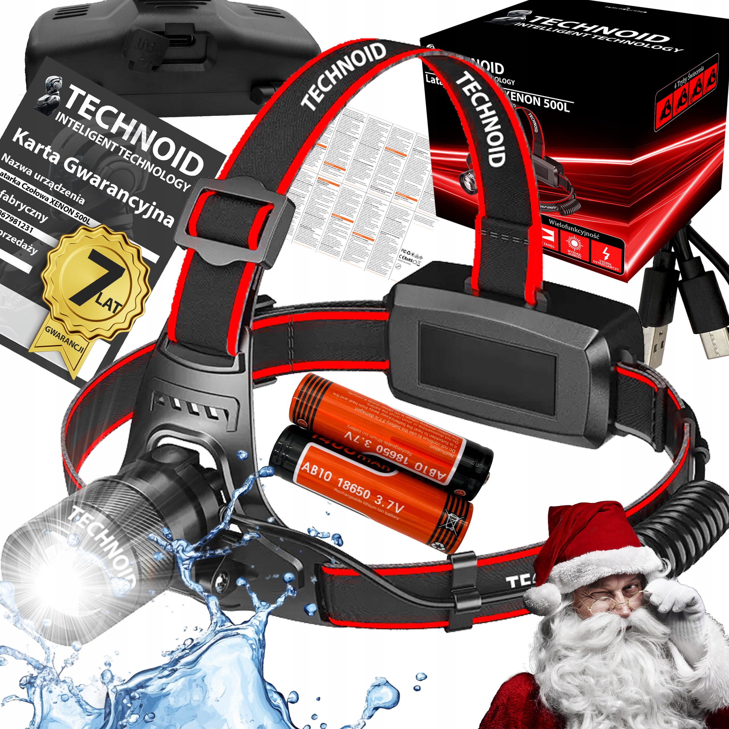 Čelová Svítilna Technoid Led Čelovka S Velkým Dosahem 1000 M Zoom 5000 LM XXXXL