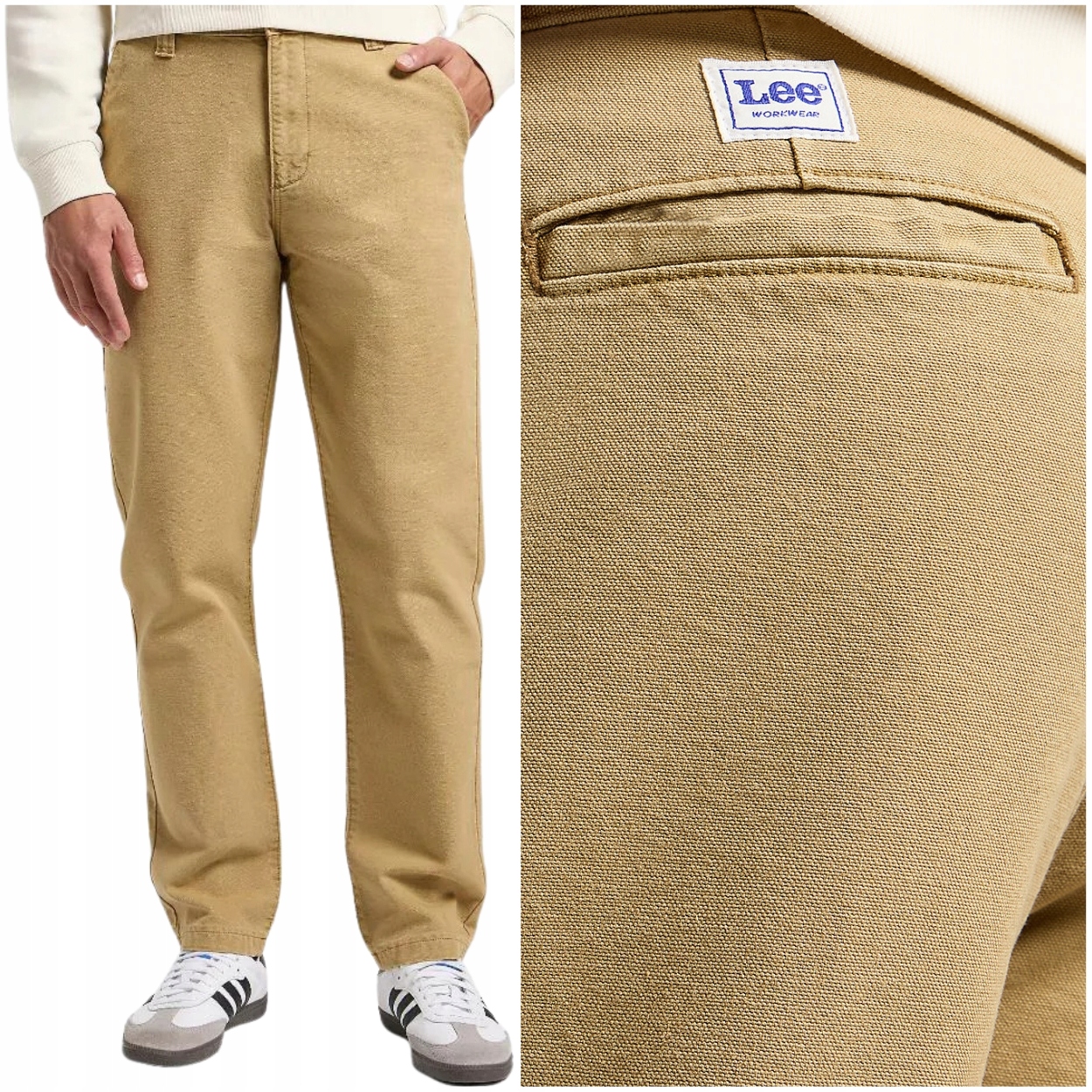 Lee Relaxed Workwear Chino volné béžové látkové kalhoty chinosy W32 L32