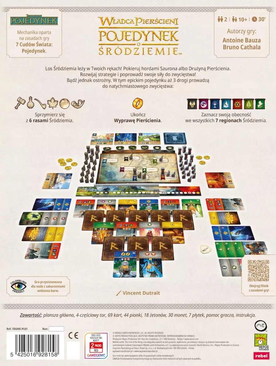 WŁADCA PIERŚCIENI POJEDYNEK O ŚRÓDZIEMIE STRATEGICZNA GRA PLANSZOWA REBEL Stan opakowania oryginalne
