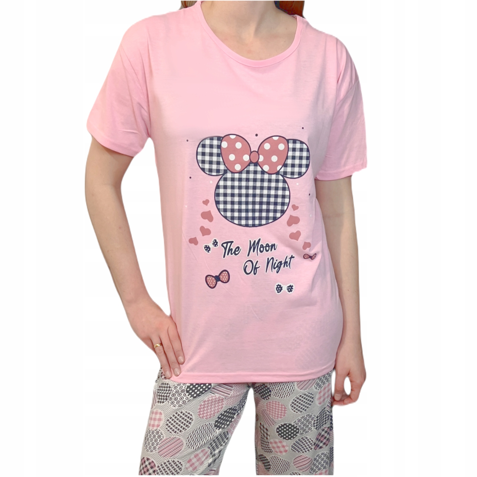 Pyžamo růžová myška 3/4 kalhoty bavlna XL