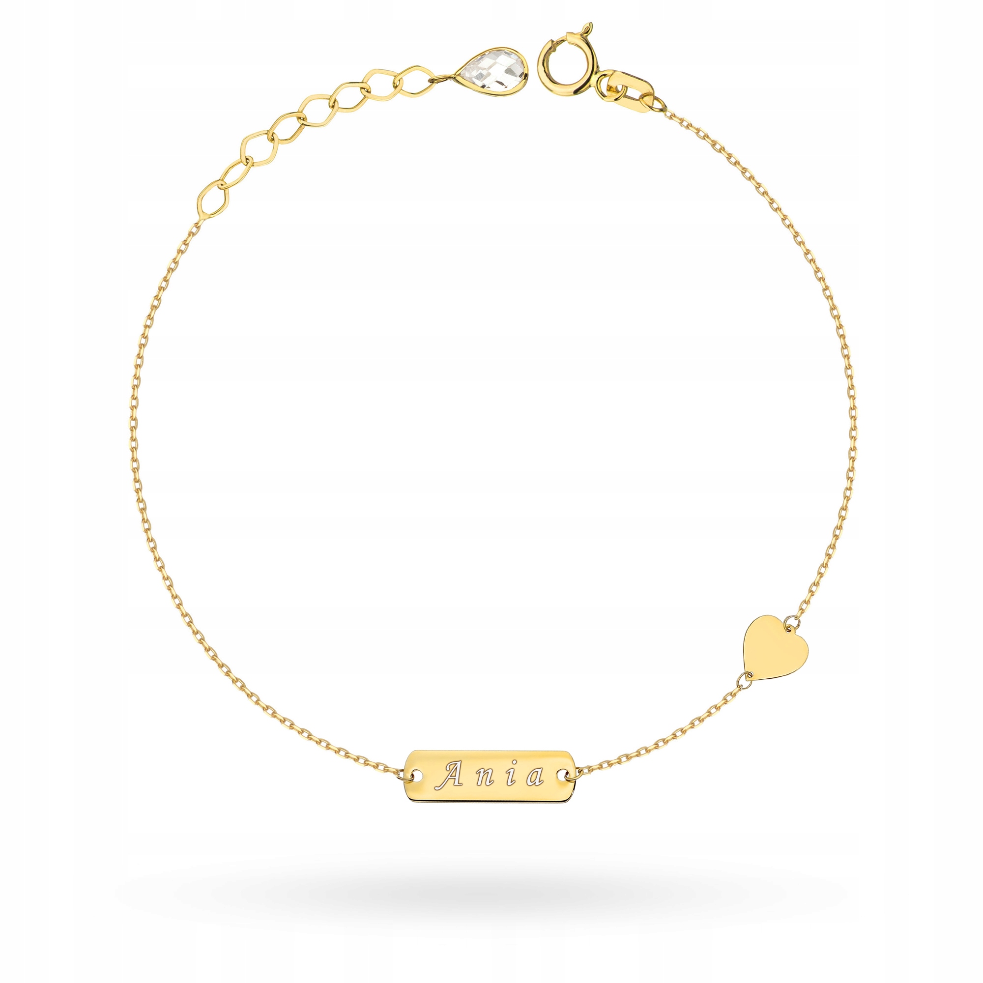 Zlatý Náramek Dámský pr. 585 Plech Srdce Srdíčko Gravírování 14k