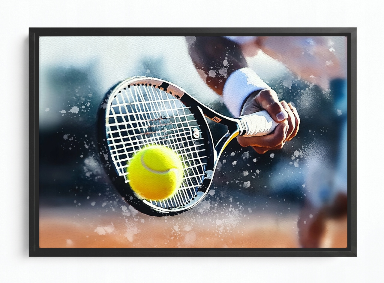 Obraz Rám Americký Box Tenis Sport Raketa Míč Kurt Akce Pohyb 60x40
