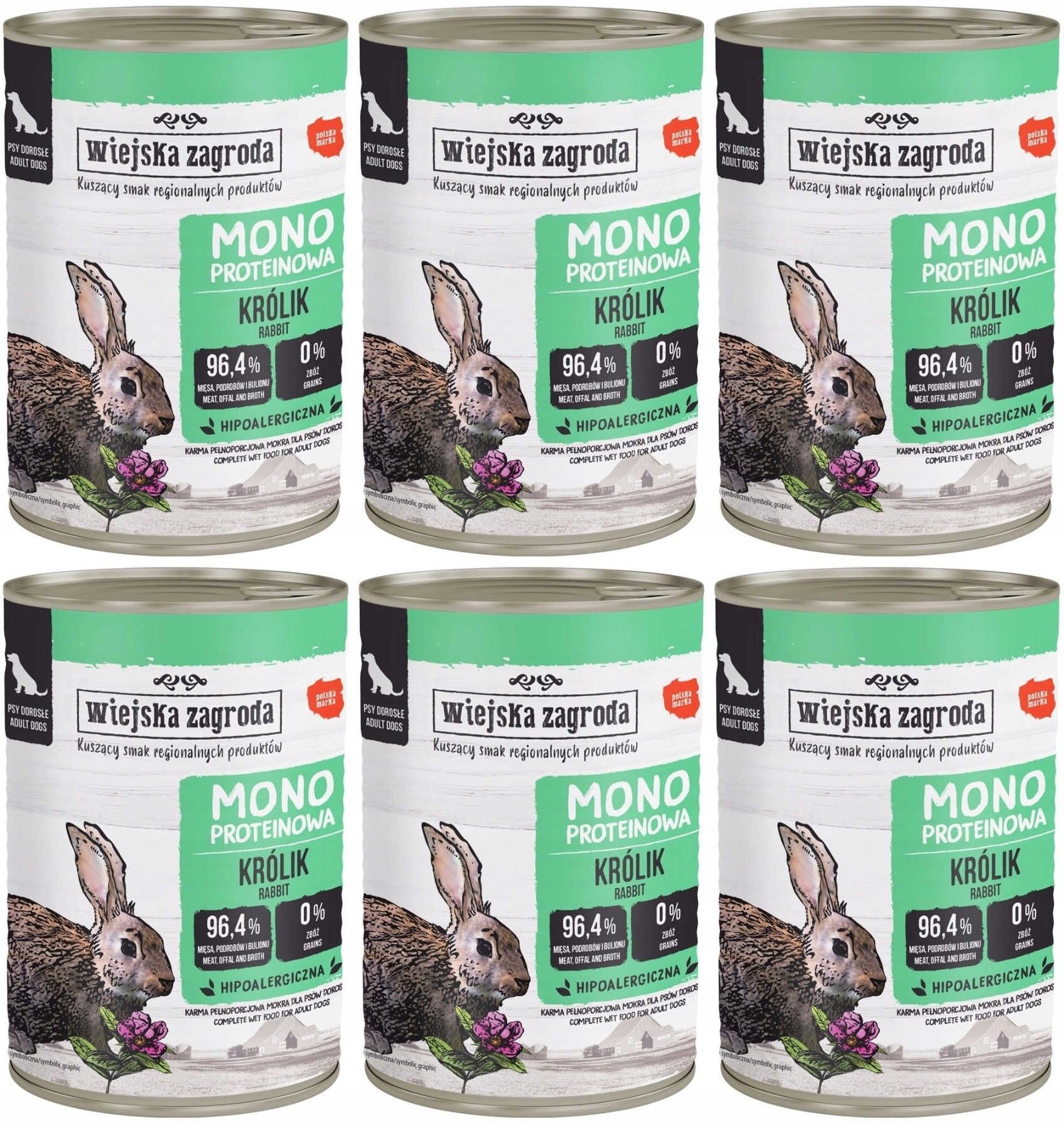 Wiejska Zagroda Monobiałkowa Królik 6 X 400 g