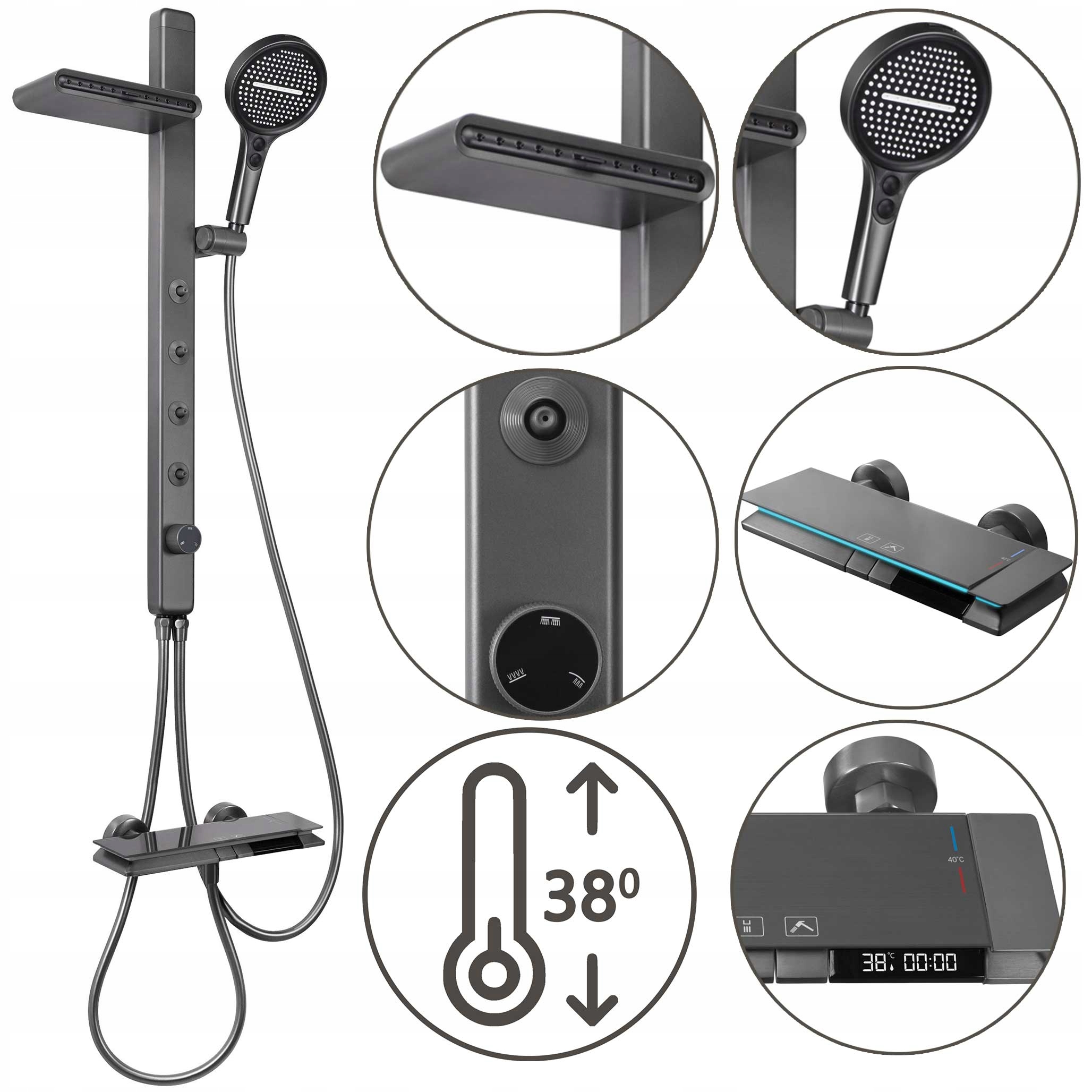 Sprchový set s výtokom Rea Karl Titan Dýzy Hydromasáž