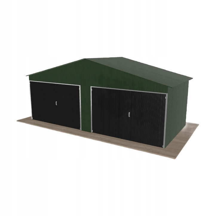 Plechová garáž 6.5x3 m dvoupolohová, dvoupolohová, zelená