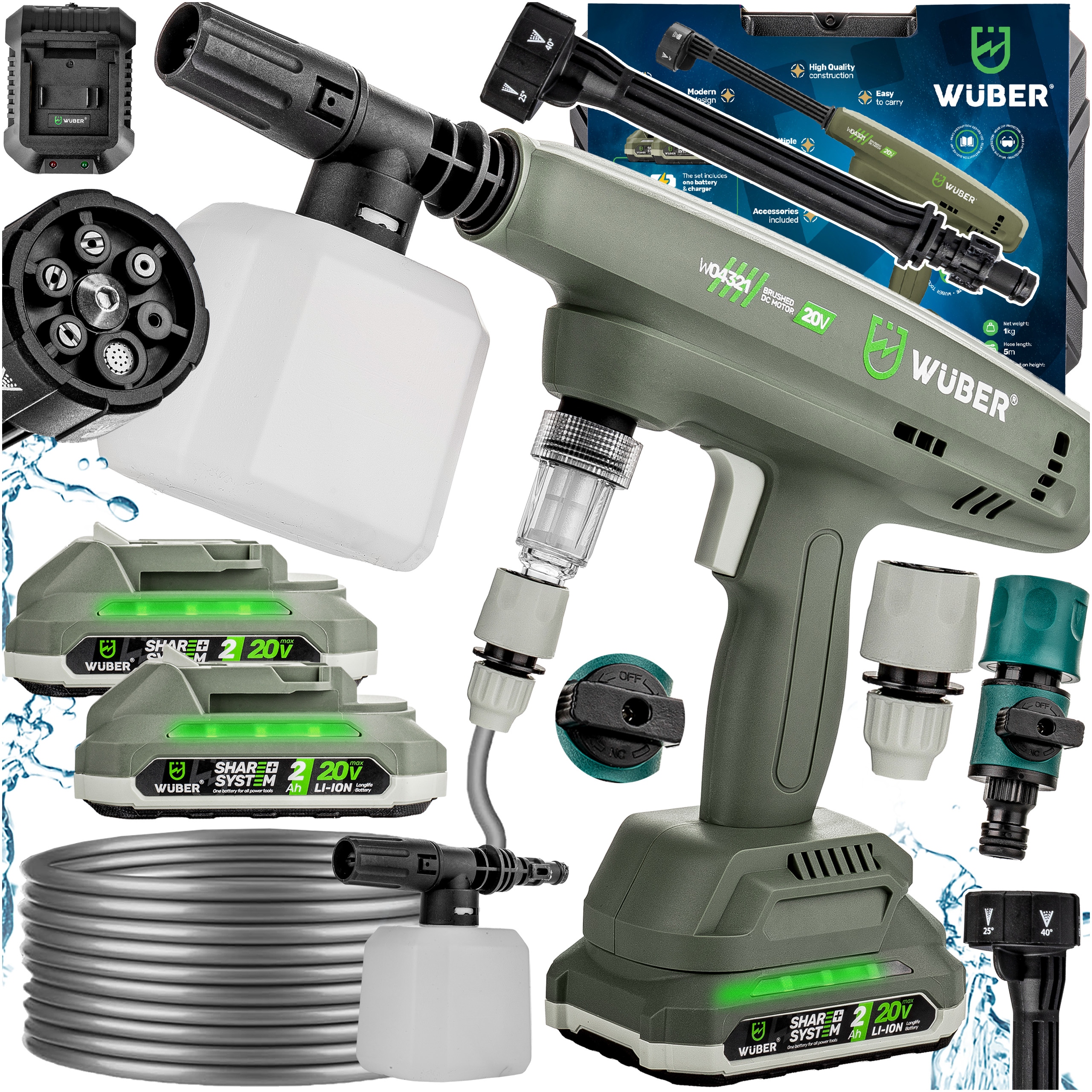 MYJKA CIŚNIENIOWA AKUMULATOROWA OGRODOWA BEZPRZEWODOWA ELEKTRYCZNA ZESTAW