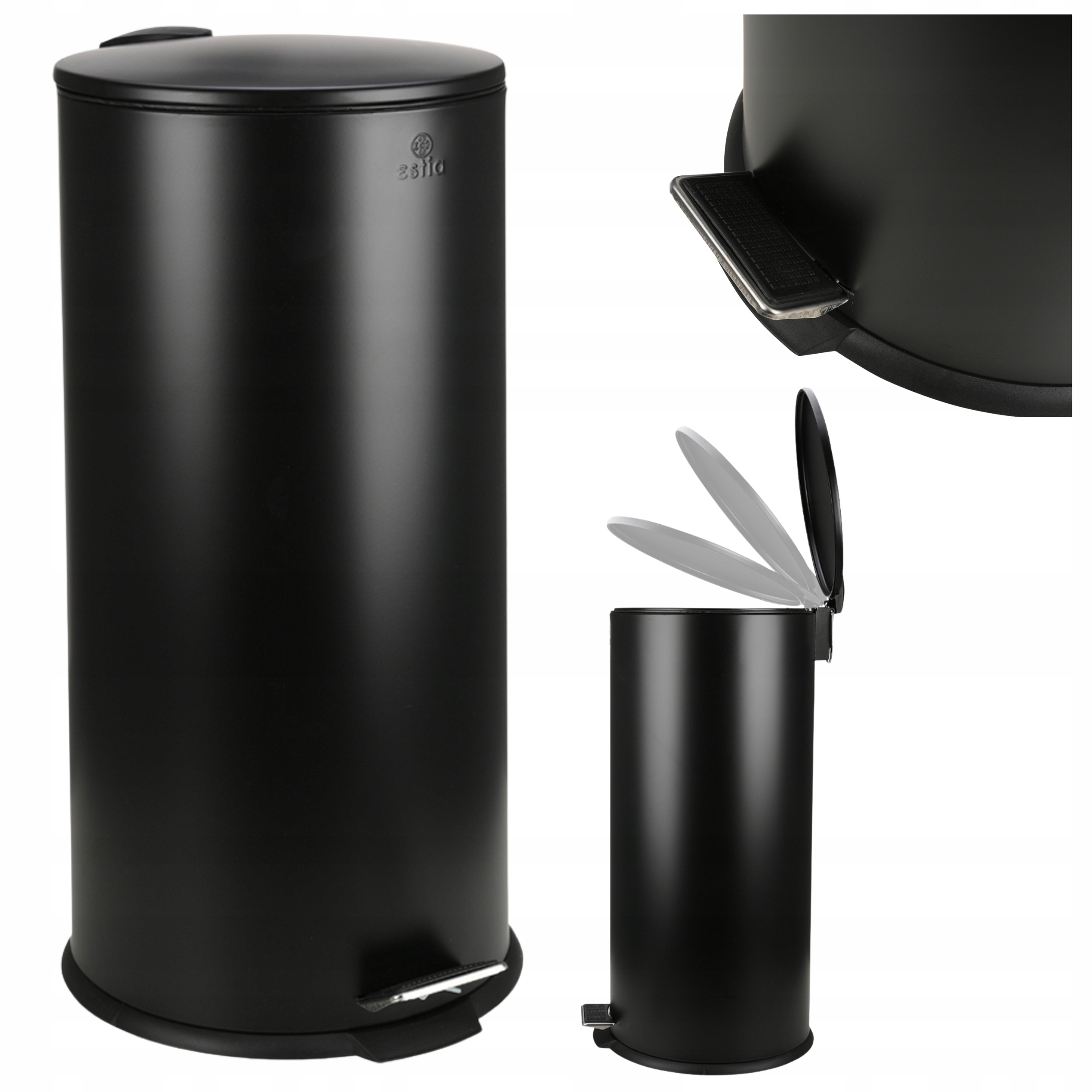 Čierny odpadkový kôš do kuchyne 30 L, jednokomorový, voľne stojaci