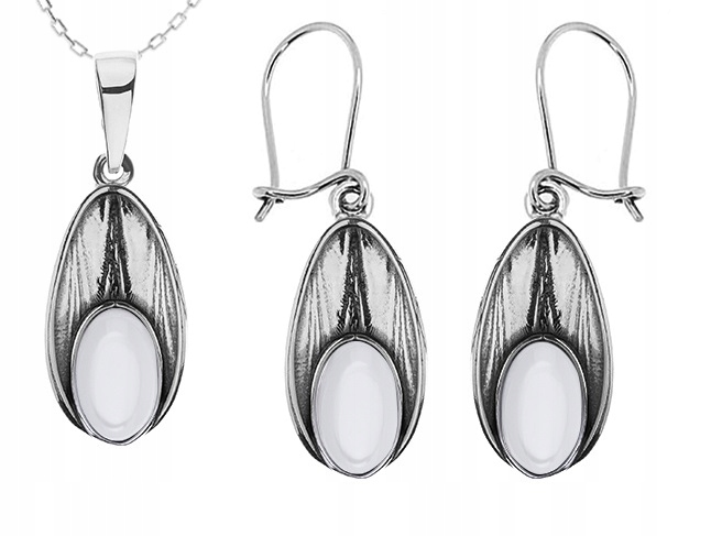 

Srebrny Komplet Biżuterii Z Masą Perłową Pr.925!