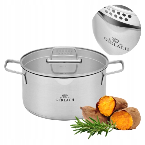 Gerlach Ambiente Garnek 5 L Z Pokrywką Do Odcedzania 24 CM Stalowy