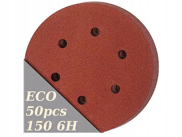 50 Sztuk Papier Ścierny Krążek Krążki Na Rzep 6H 6 Otworów 150 mm P 80