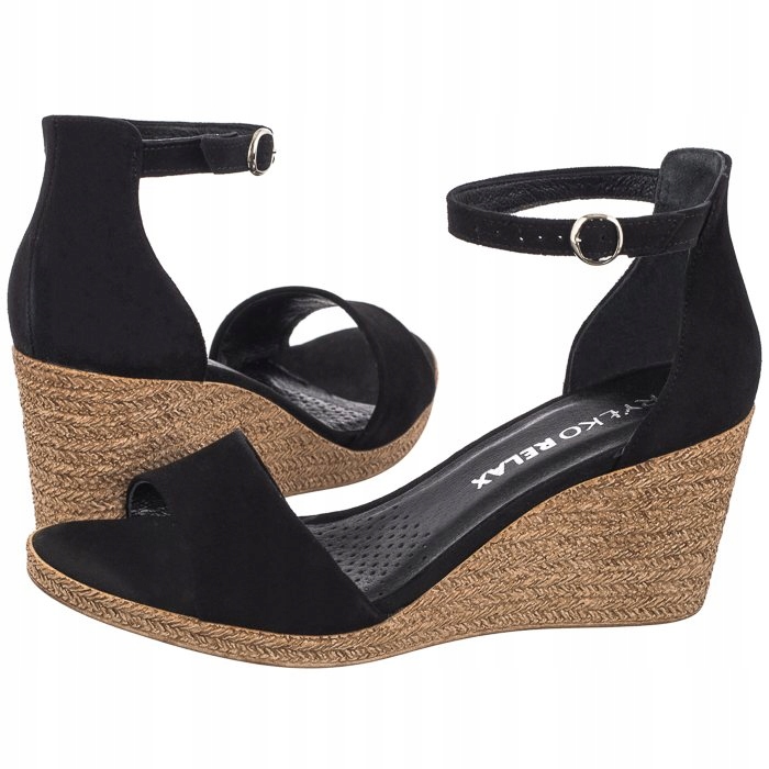 Boty Sandály Semišové na klínku Dámské Ryłko Černé 6TBL0_V Black