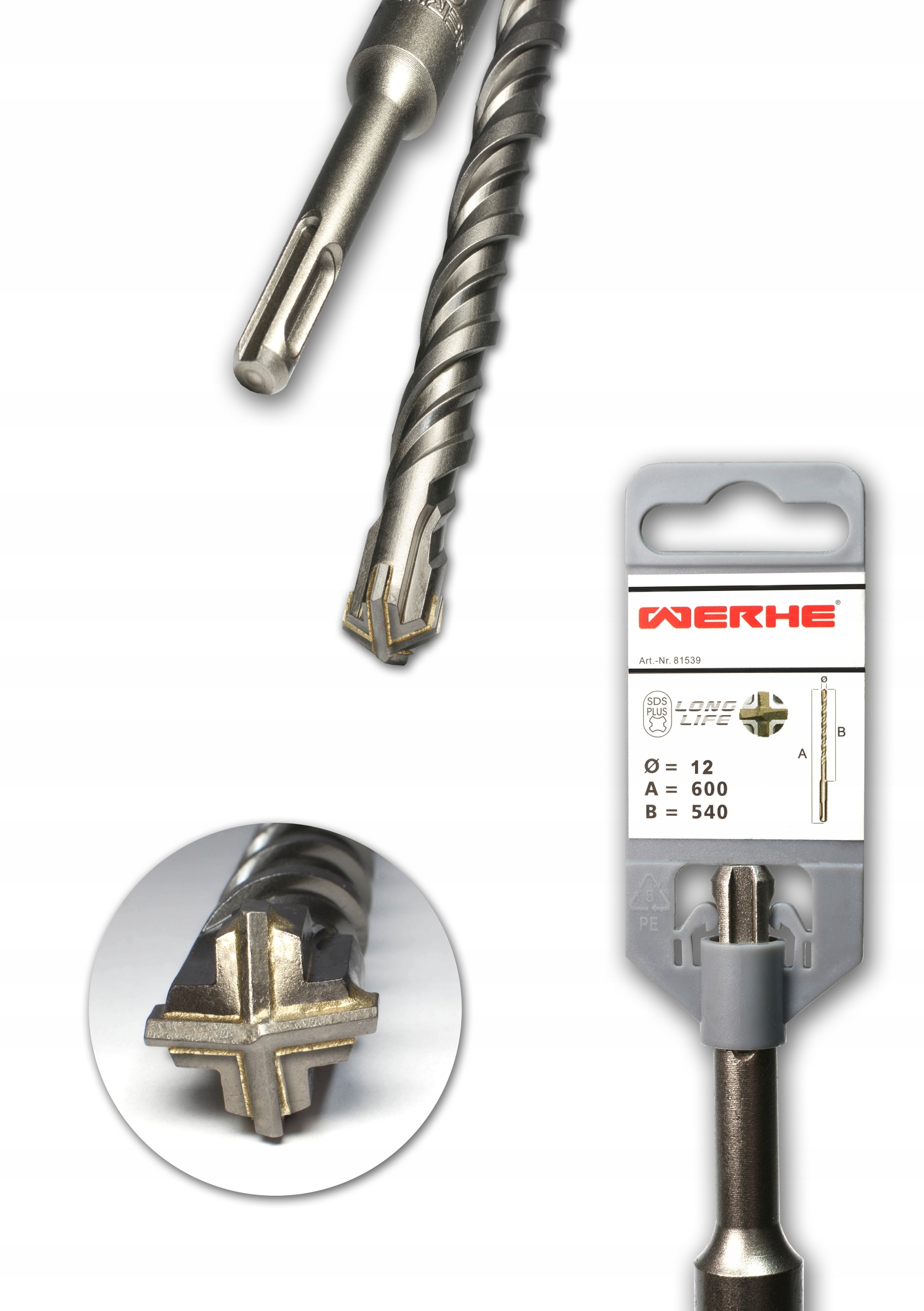 

Wiertło do Betonu krzyżowe Sds Plus 12x600mm Werhe