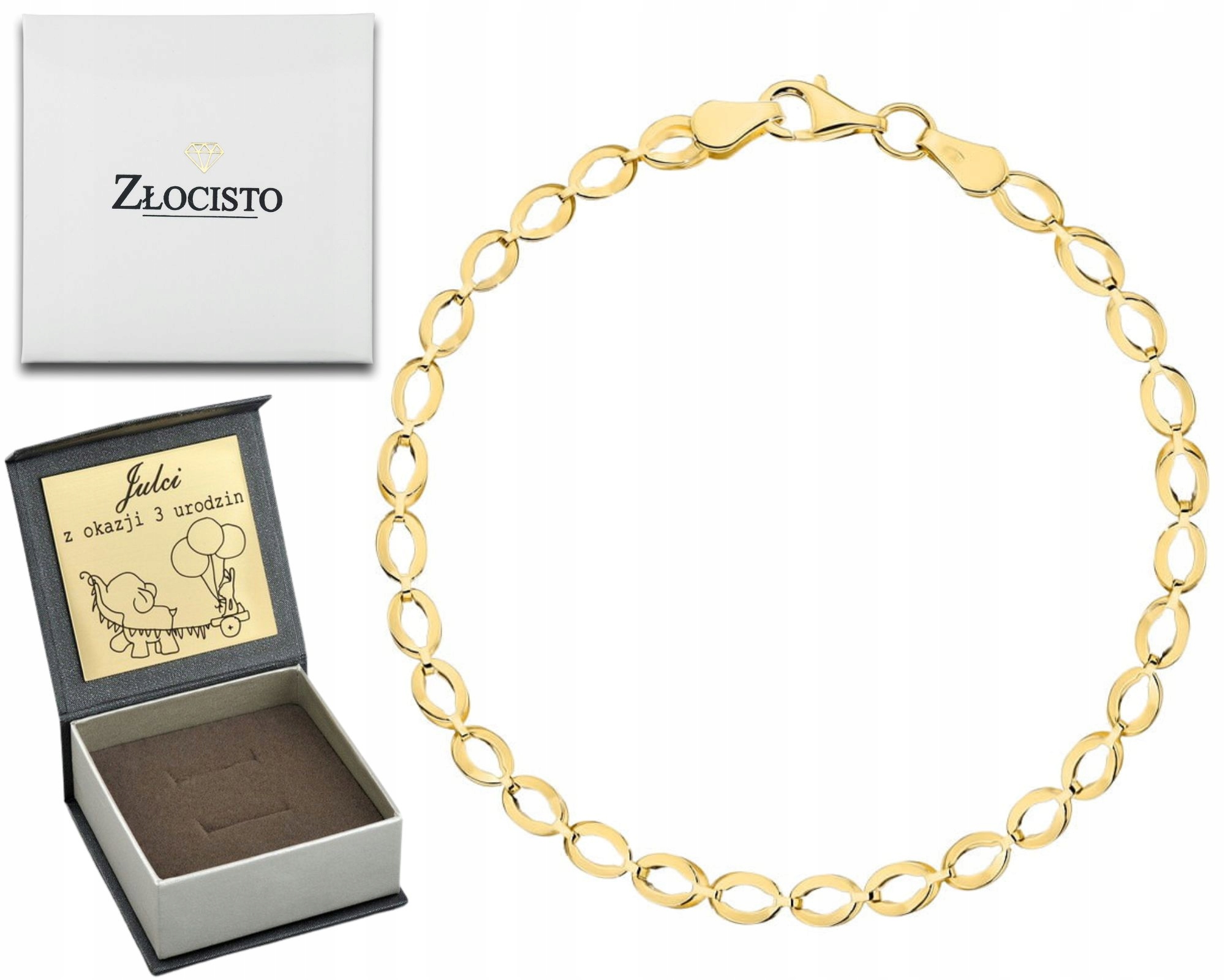 Zlatý Náramek Elipsy Jednotný 585 Gravírování