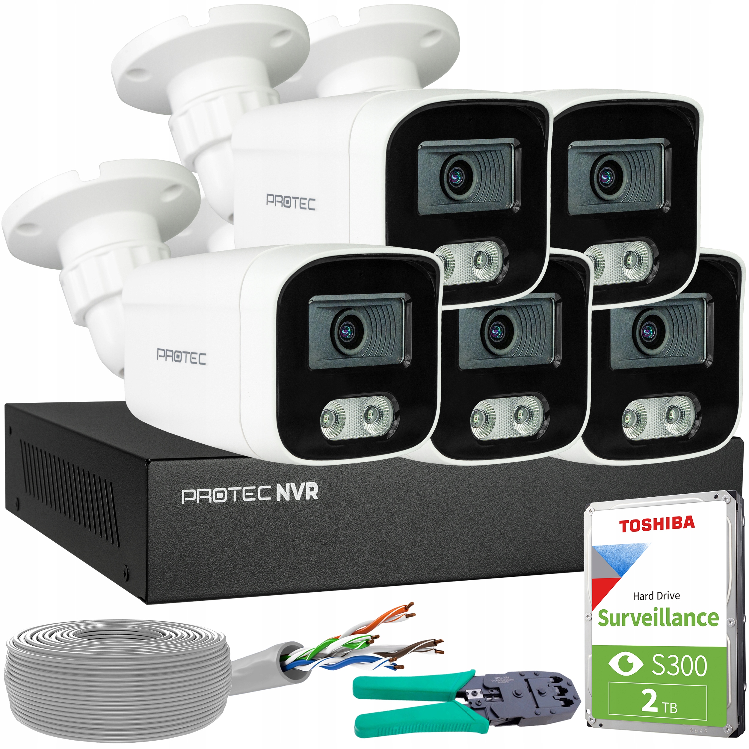 Sada pro monitorování 5 kamer Ip 8MP PoE Mikrofon Detekce lidí Hdd