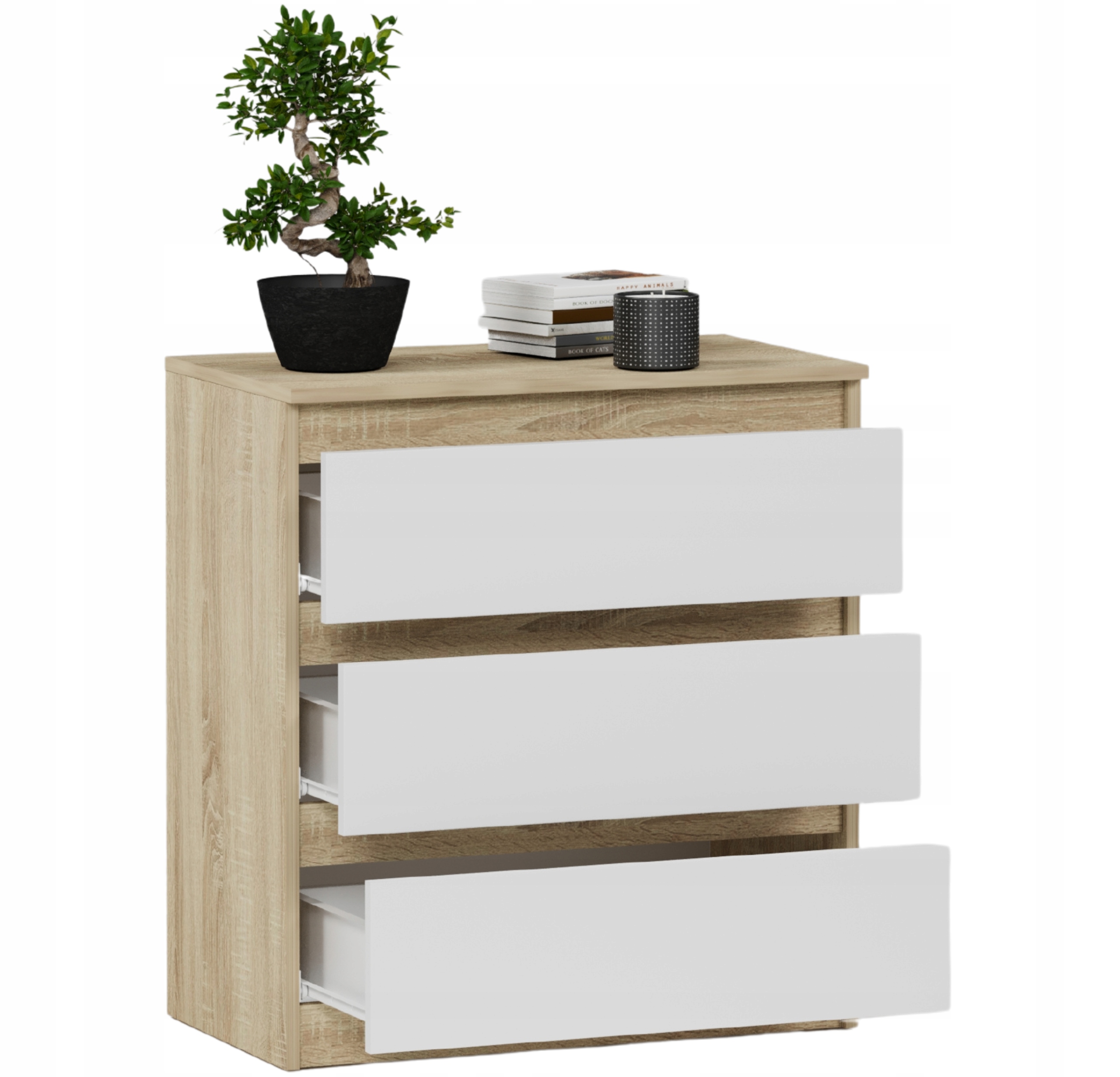 Modna DUŻA KOMODA 3 SZUFLADY SZAFKA PL R-3 MIX SONOMA