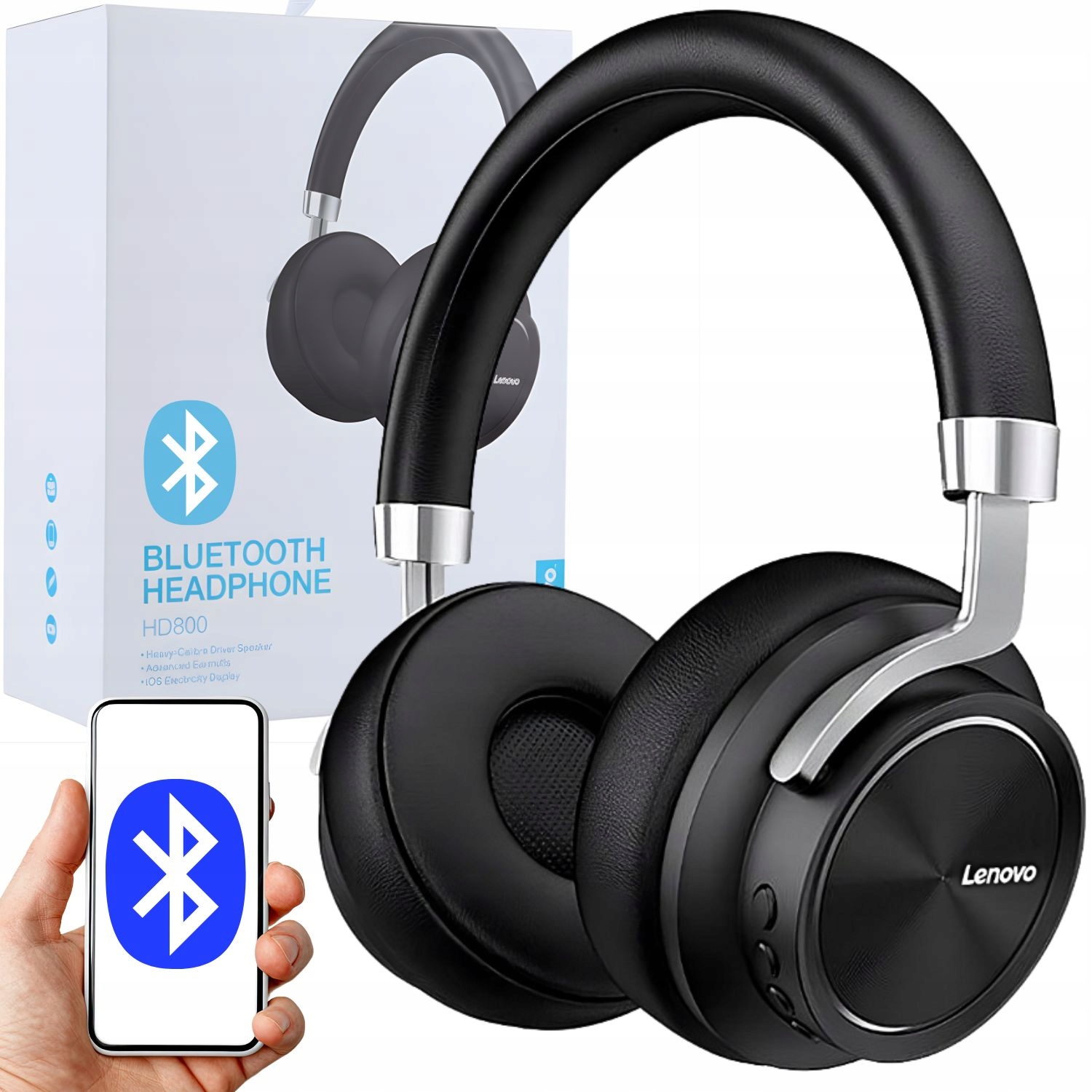Bezdrátová sluchátka do uší s mikrofonem Bluetooth Lenovo HD800 Černá