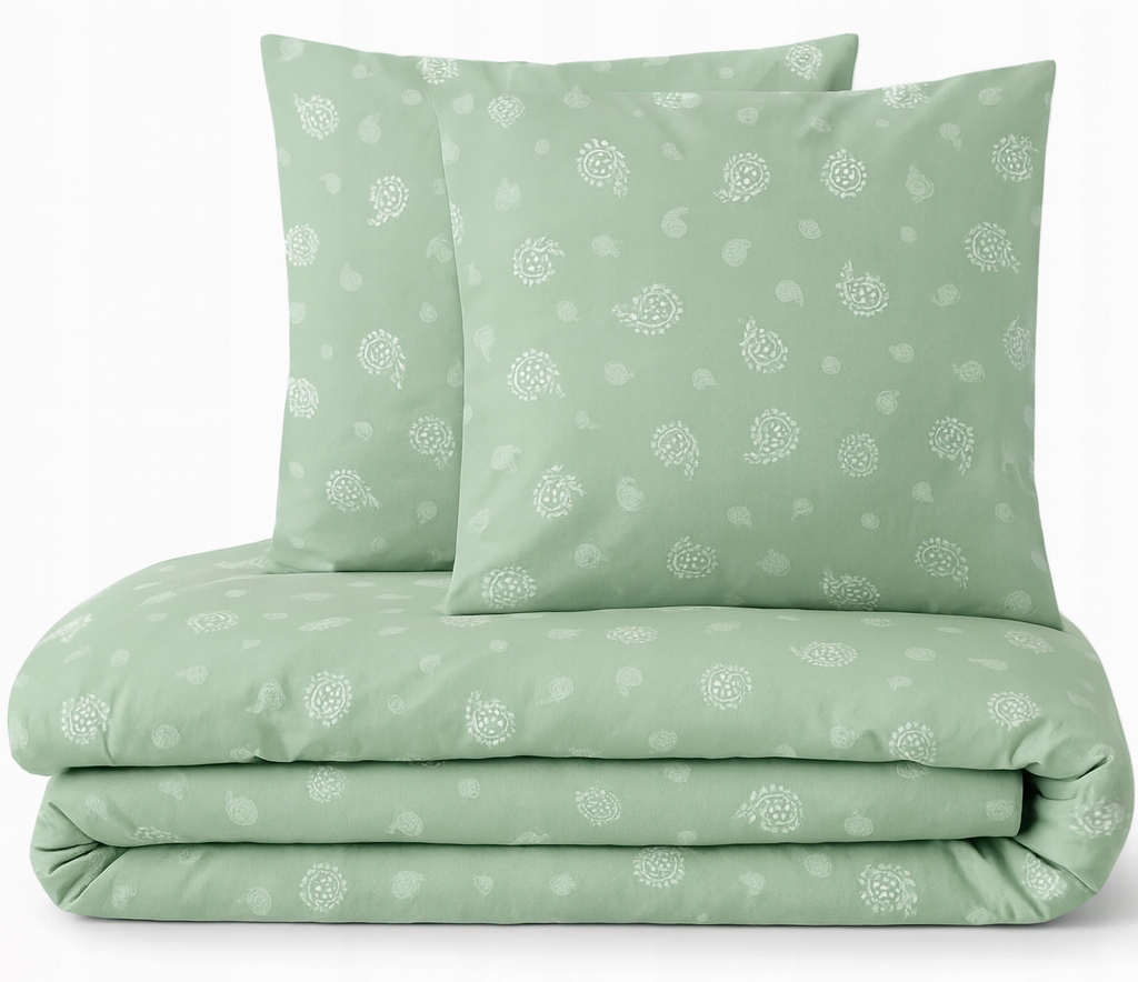 Pościel flanelowa 220x200 pościel z flaneli ciepła paisley szałwia mięta