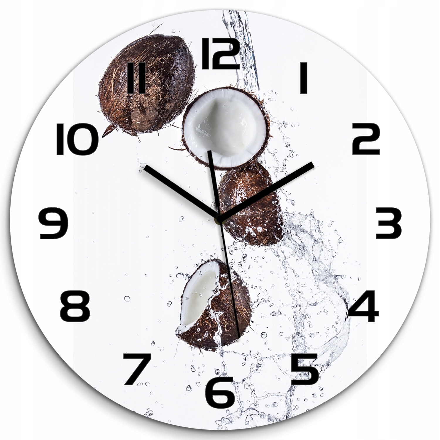 

Duży zegar ze szkła hartowanego Kokos z wodą fi 60