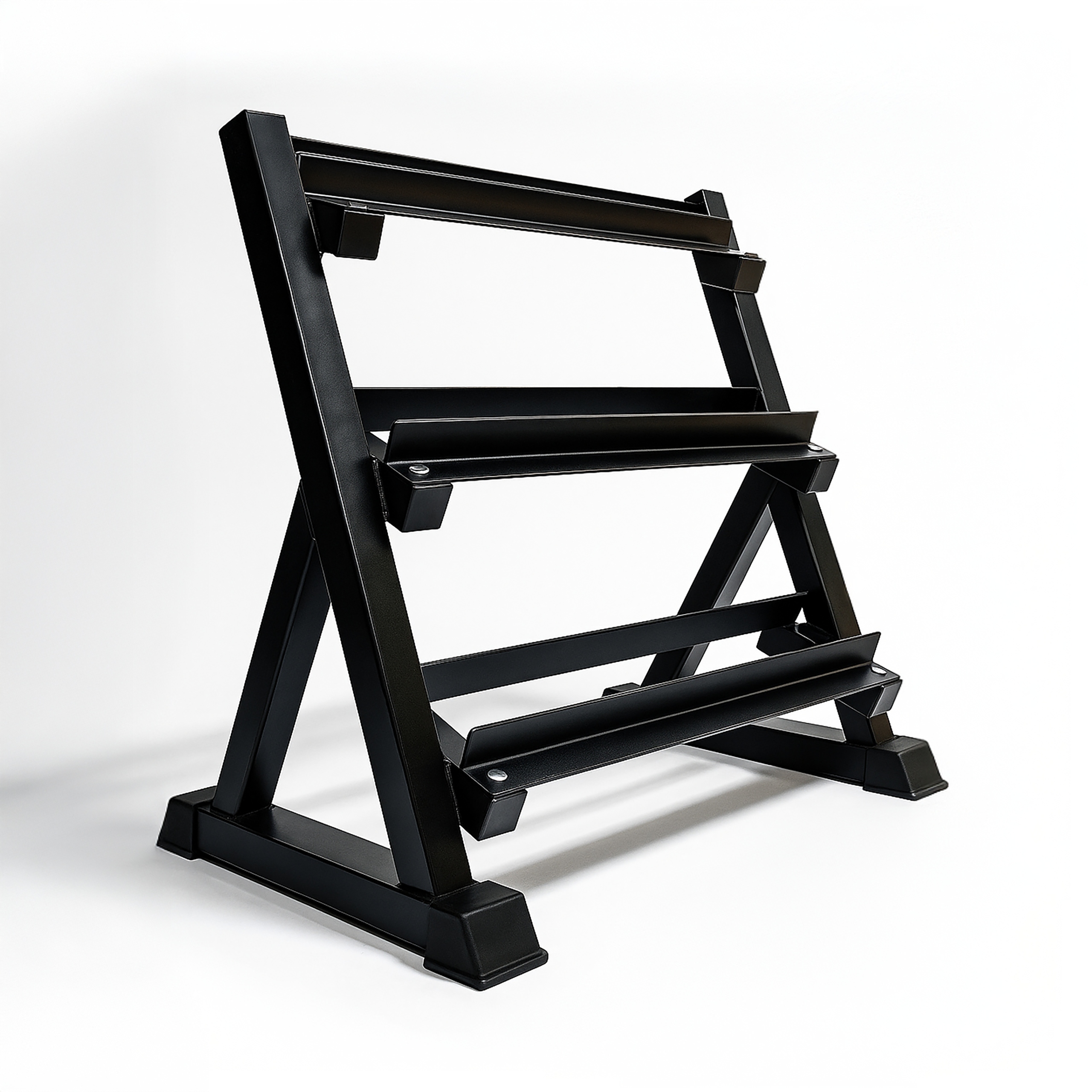 Trzypoziomowy stojak na hantle Hex solidny półka hantel czarna