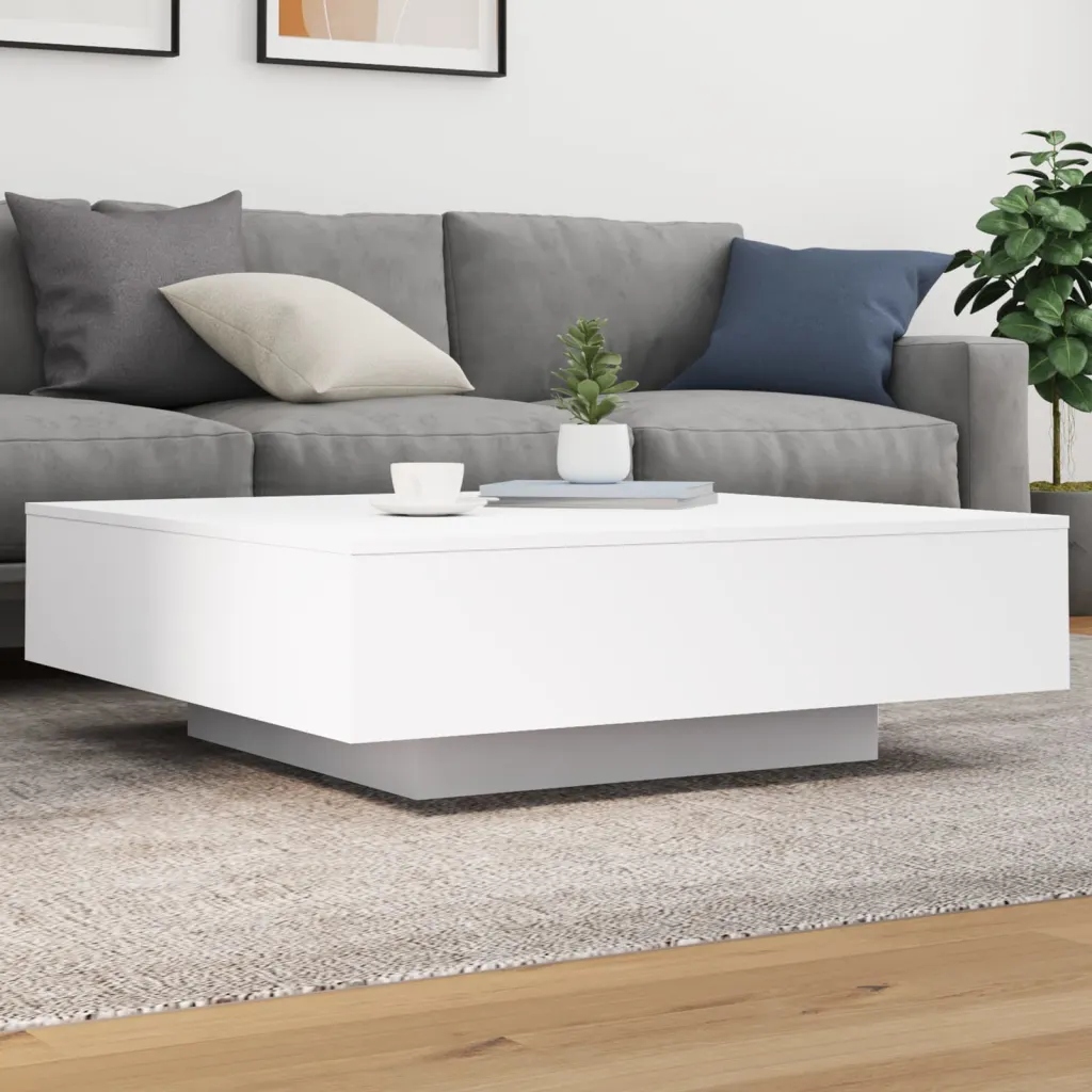 Konferenční stolek s Led osvětlením bílý 100 x 100 x 31 cm Bílá 836602