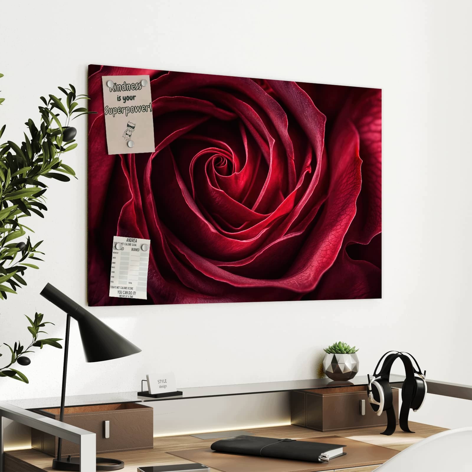 Magnetická tabule Růže Fotografie makro 90 × 60 cm