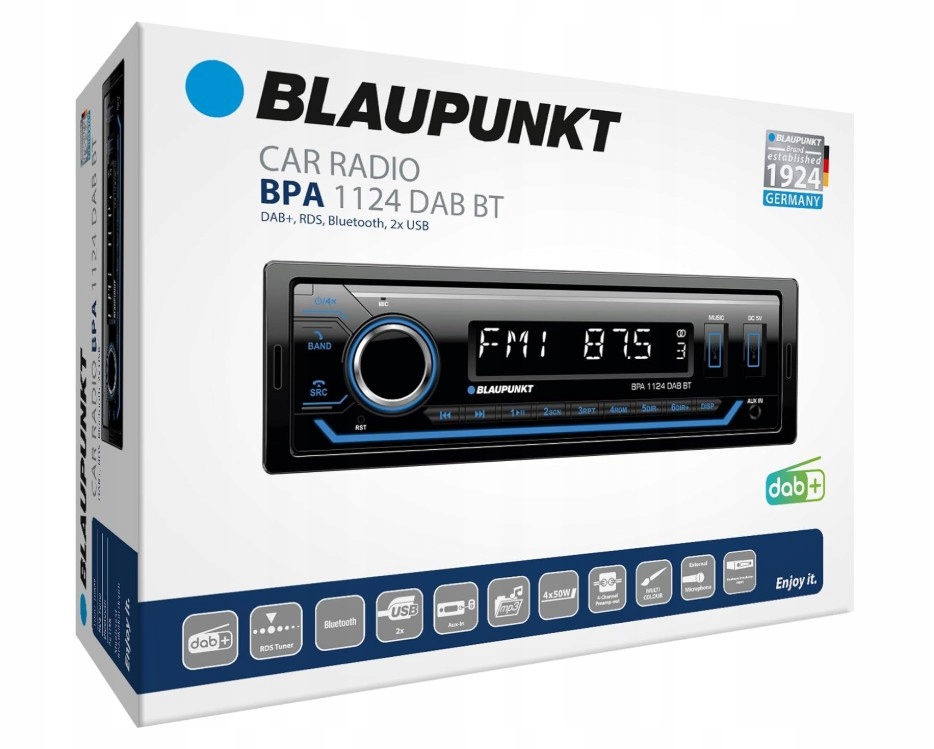 Blaupunkt BPA1124DAB Bt Dab Radio Samochodowe Aux Usb Bluetooth VarioColor