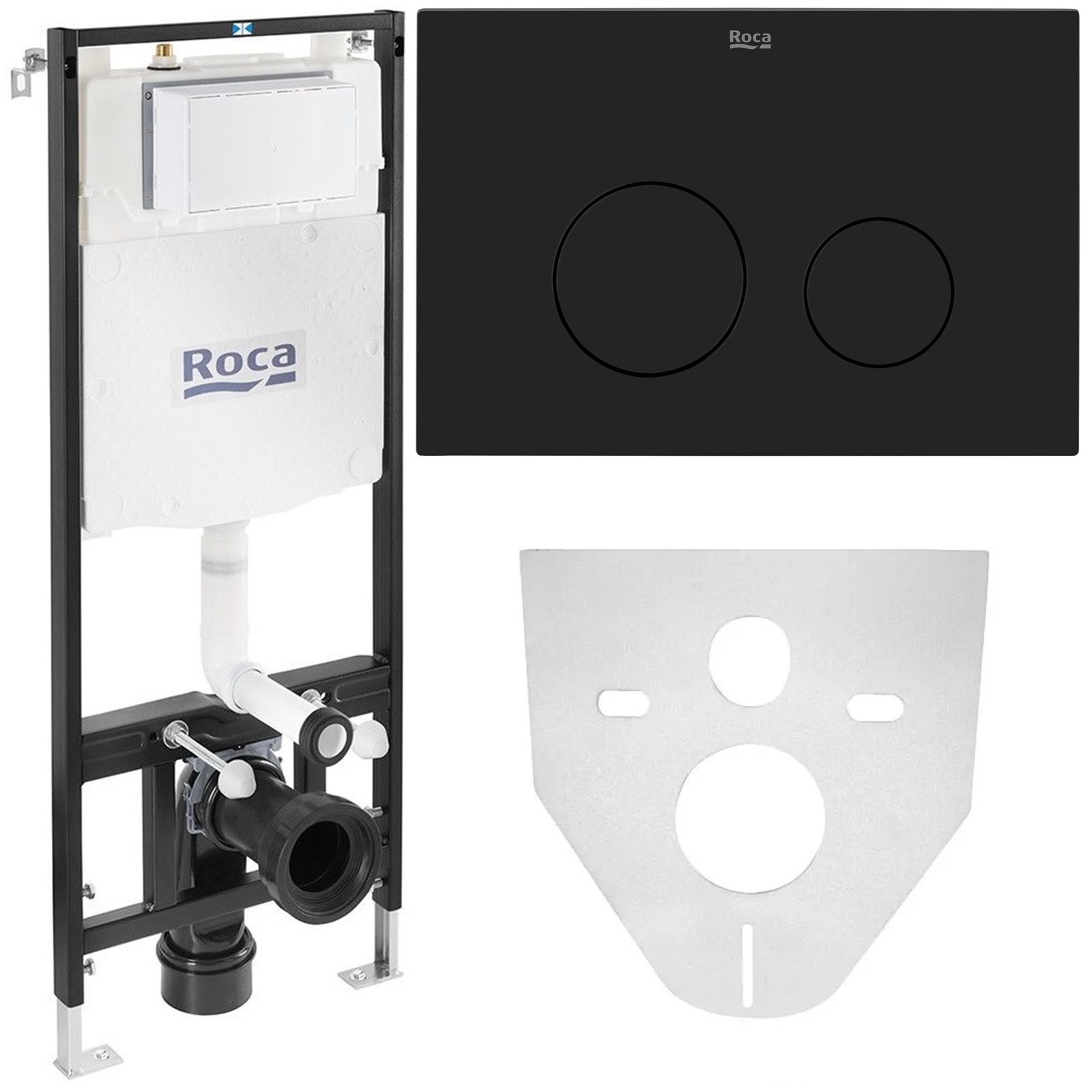 Roca Active One Stelaż Podtynkowy Wc Slim 8CM Zestaw Przycisk Czarny Mat