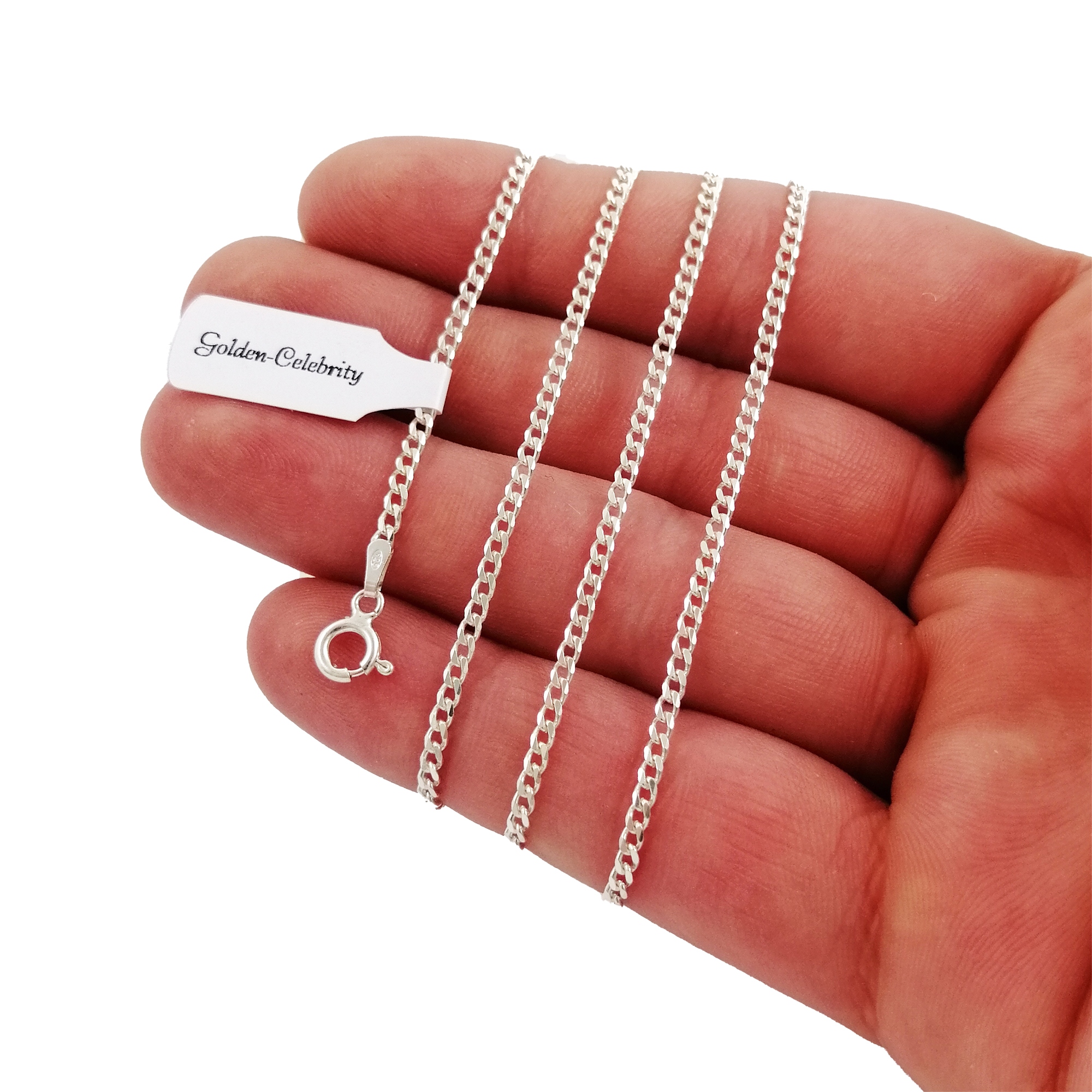 SREBRNY ŁAŃCUSZEK DAMSKI PANCERKA 55 cm / 2 mm PRÓBA 925 SOLINDY WYTRZYMAŁY Marka Golden Celebrity