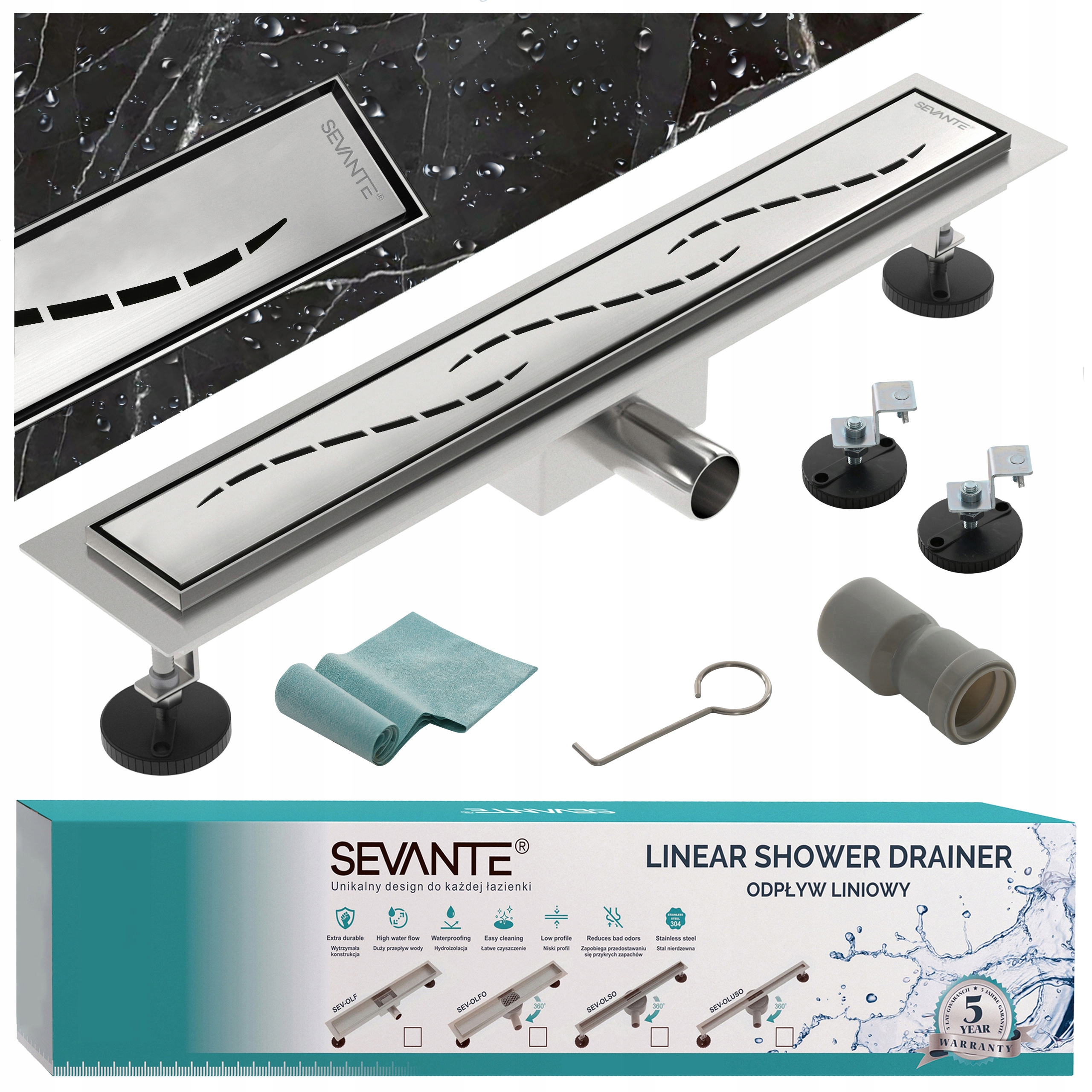 Lineárny odtok s maskovačom 70 cm Flat inox oceľ 304 s vysokou priepustnosťou