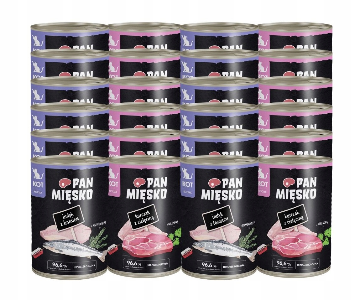 Mokré Krmivo pro kočky Pan Mięsko MIX Chutí 24x400g kotě