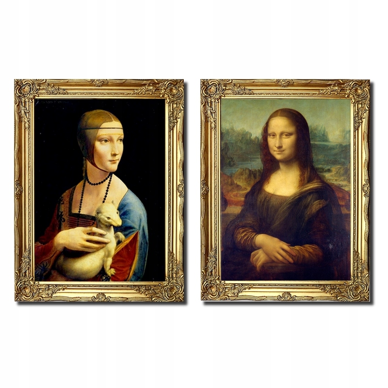 Obraz Leonardo Da Vinci Mona Lisa Dama Z Gronostajem Łasicą rama złota
