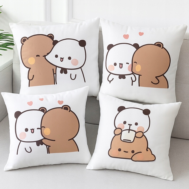 Poszewki Bubu i Dudu 45x45 4 szt Kawaii Poszewki Dekoracyjne Plusz