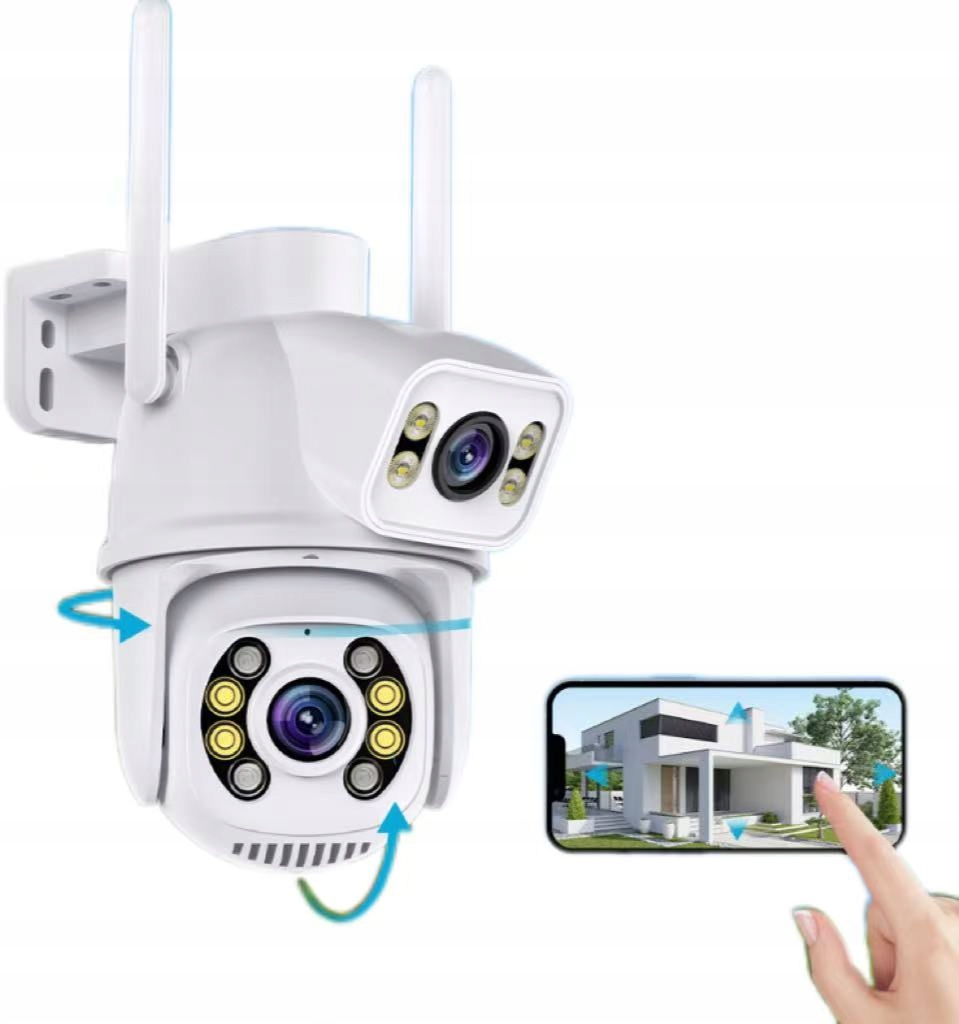 Venkovní kamera WiFi 6MPX 4K Dvojitá otočná Zoom iCSee Detekce