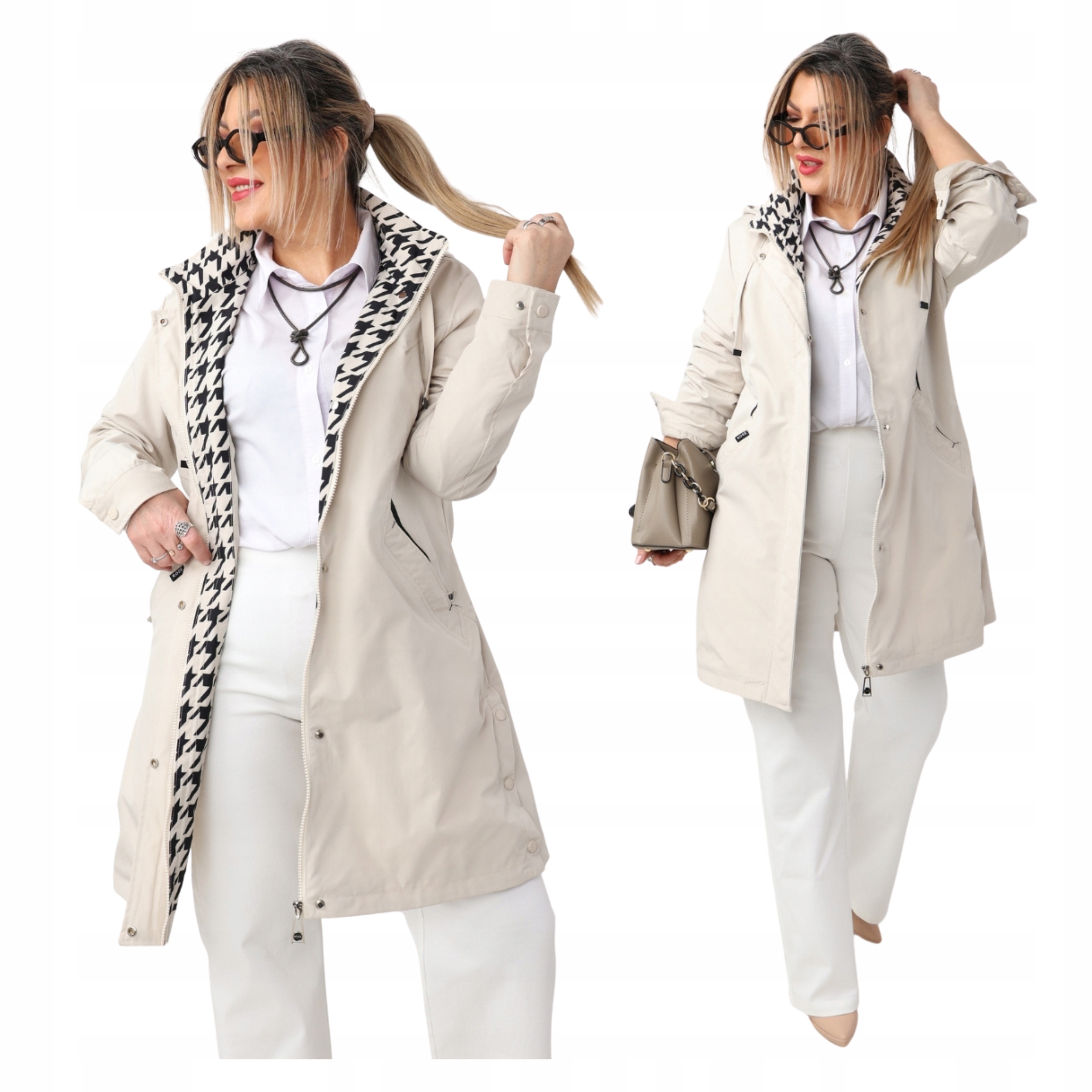 Kurtka Damska Przejściowa Płaszcz Lekka Duże Rozmiary Sportowa Z Kapturem