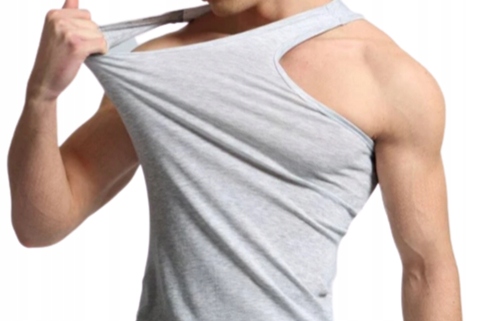 PODKOSZULKA MĘSKA SZARA GŁADKA 100% bawełna L Kolor szary