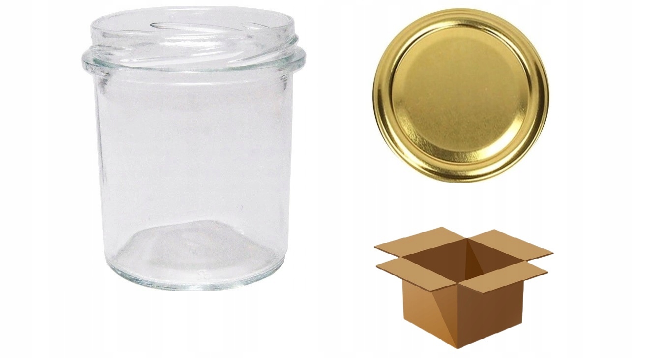 

40x słoik 350ml prosty z zakrętką złotą