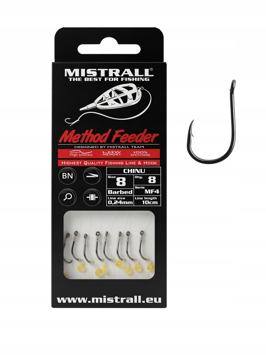 Mistrall Haczyki wiązane Method Feeder Chinu #8 przypon 8 szt. gruntowe