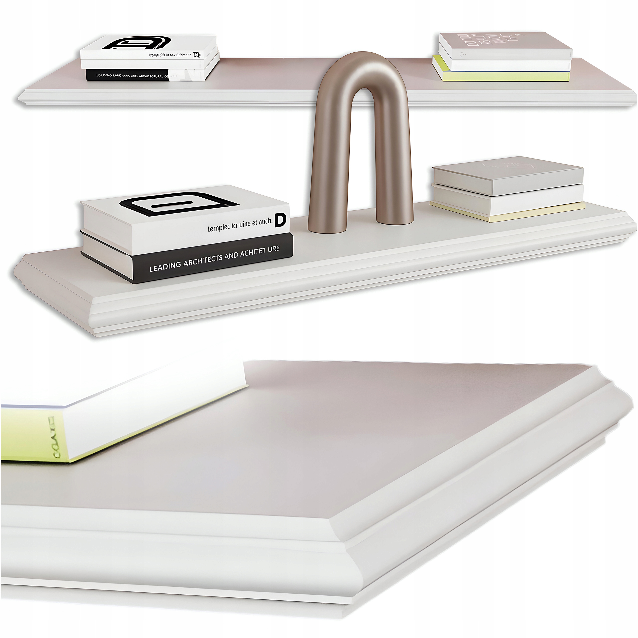 Półka Ścienna Wisząca DOR80 80x20 cm Biała Mdf Lakierowany Ukryty Montaż