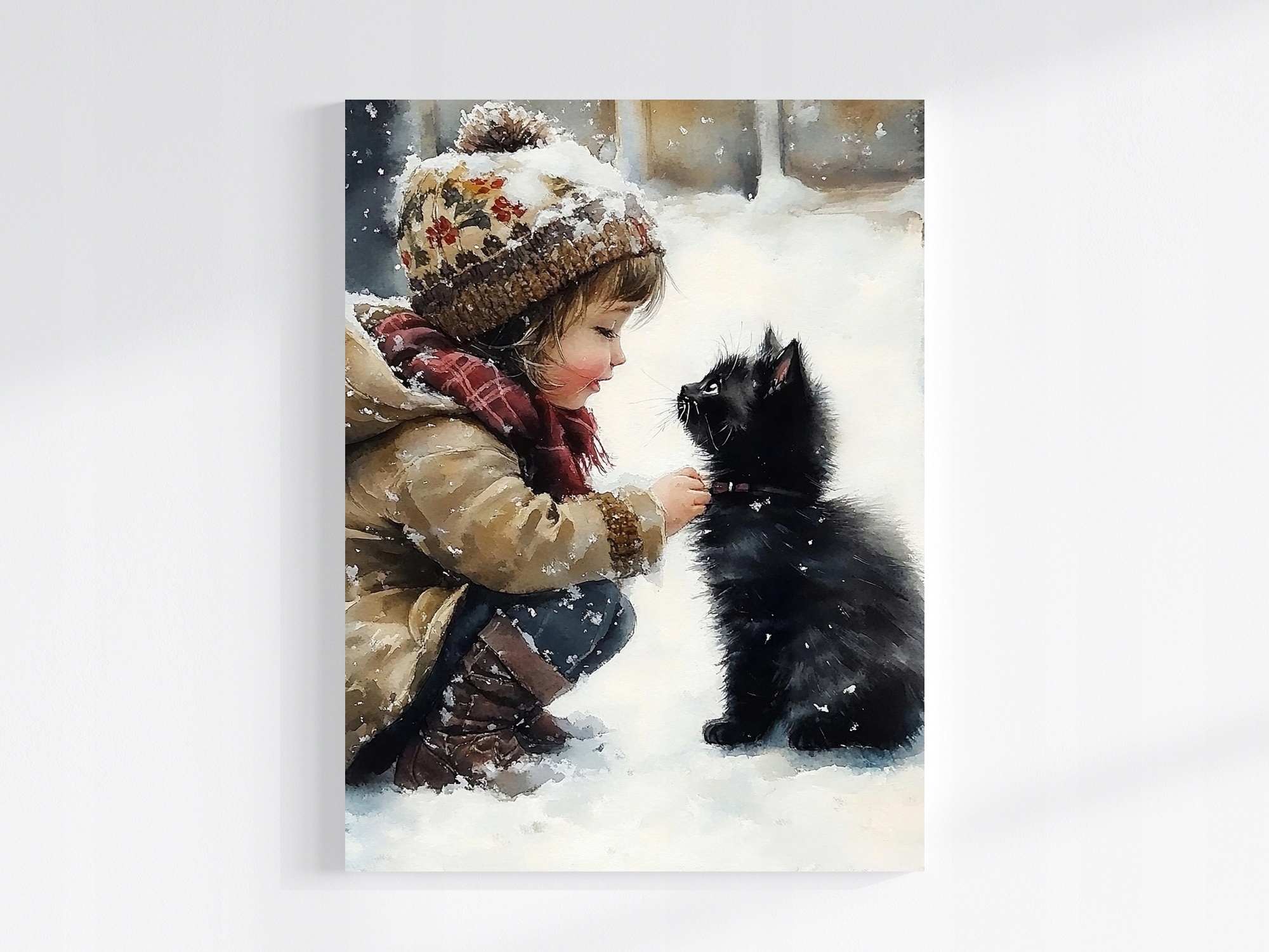 Obraz Na Plátně Canvas Přátelství Dítě Dívka Černá Kočička 75x100