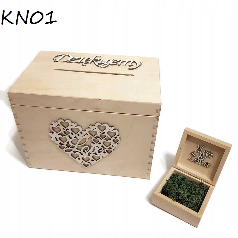 KOMPLET PUDEŁKO NA KOPERTY + NA OBRĄCZKI ŚLUB NATU Rodzaj pudełko z mchem